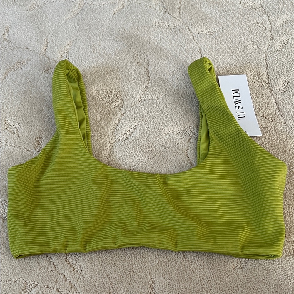 TJ SWIM Lime Green Textured Bralette Bikini Small NWT